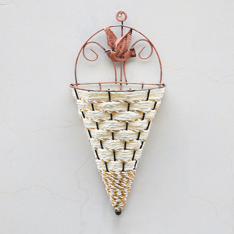 Straw‑Rattan Artificial Flower Basket – Rustic Floral Decor with Handle
