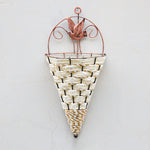 Straw‑Rattan Artificial Flower Basket – Rustic Floral Decor with Handle