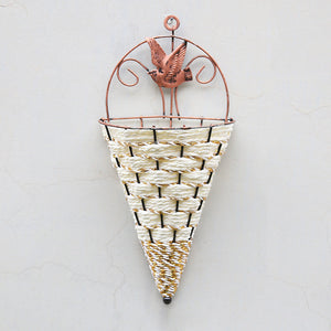 Straw‑Rattan Artificial Flower Basket – Rustic Floral Decor with Handle