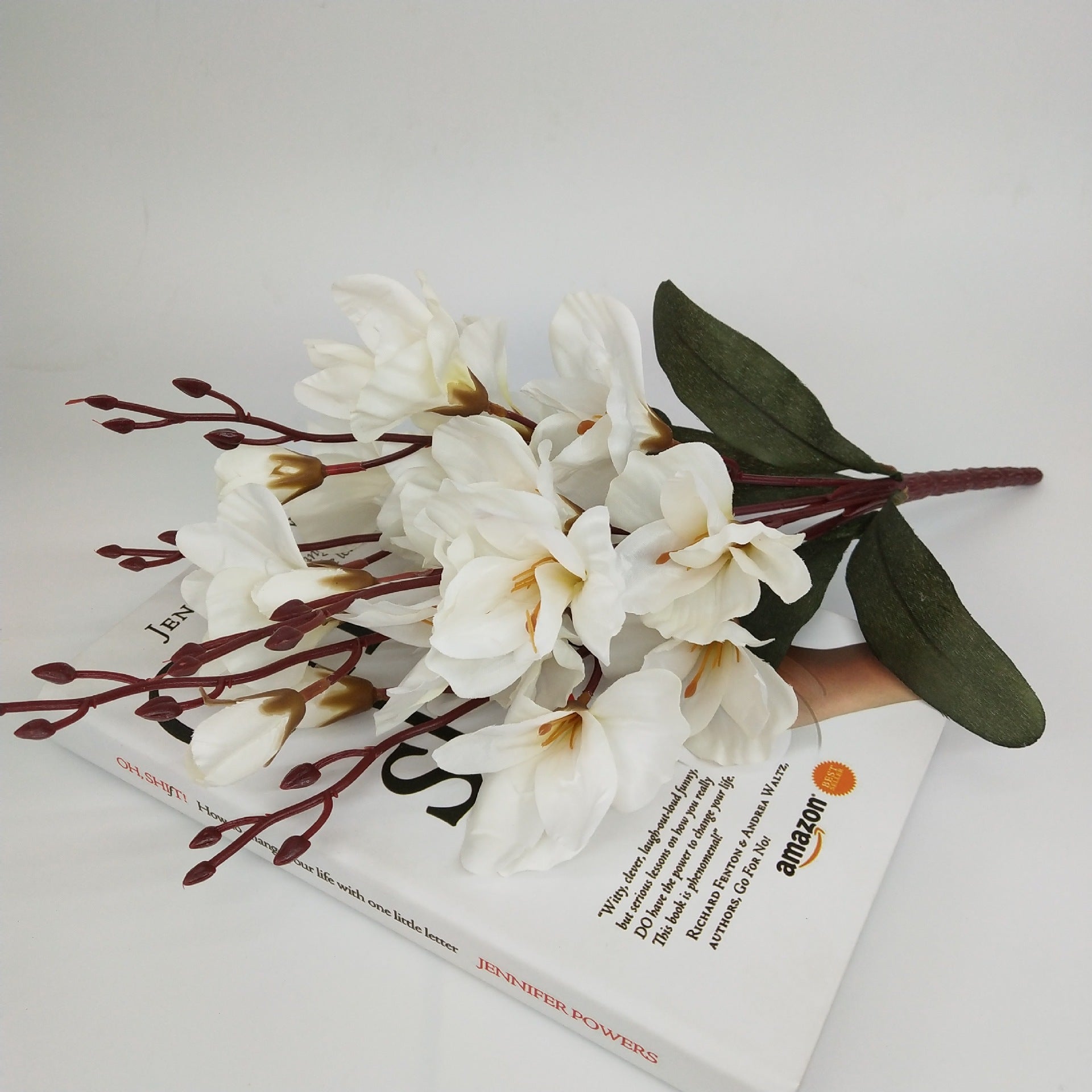 Elegant Magnolia & Freesia Artificial Flower Stem – 45 cm Wedding & Home Décor