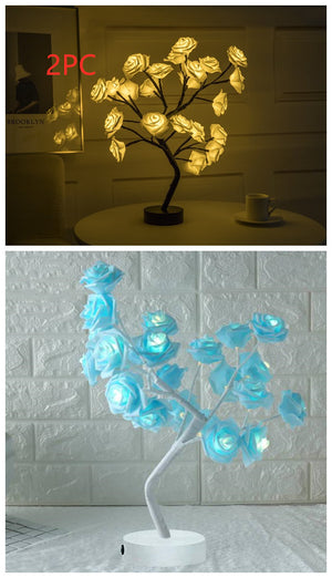 Romantic LED Rose Tree Lamp – USB & Battery-Powered Bonsai Flower Night Light