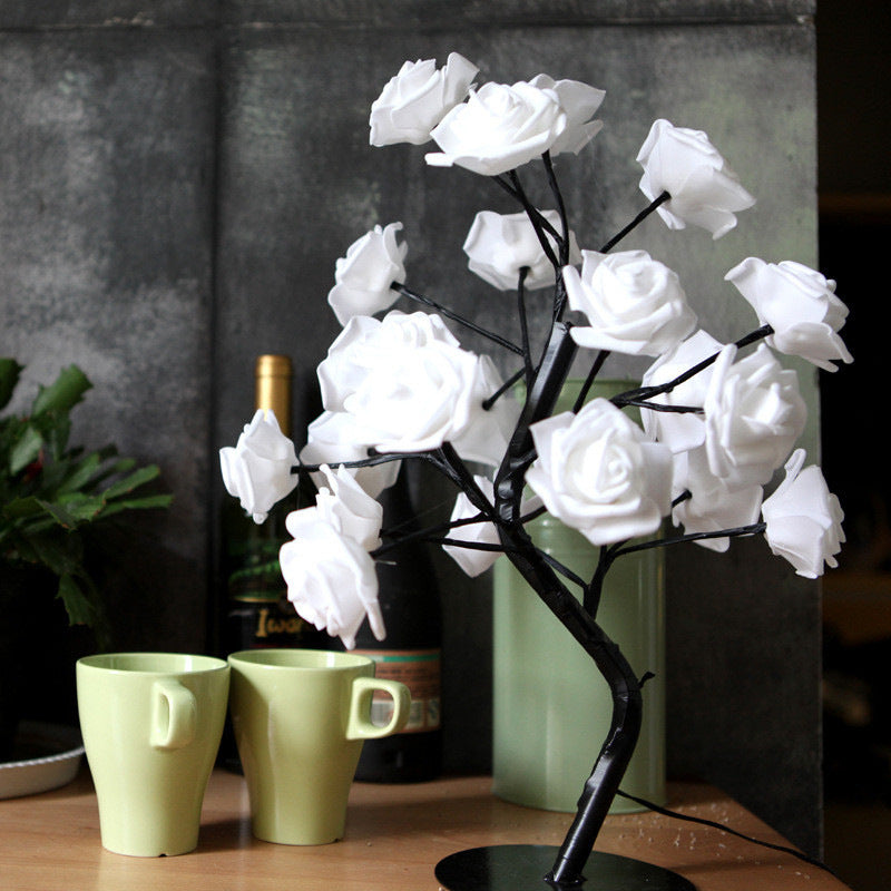 Romantic LED Rose Tree Lamp – USB & Battery-Powered Bonsai Flower Night Light