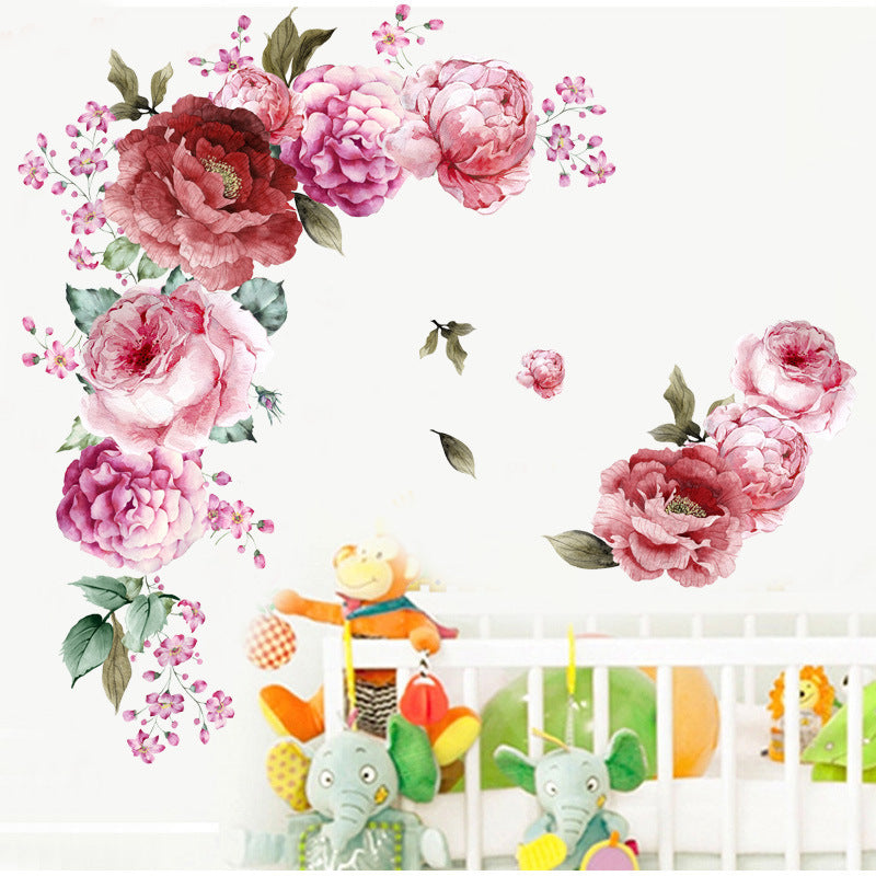 Watercolor Peonies Wall Stickers – Elegant Floral Decor for Living Room & Bedroom