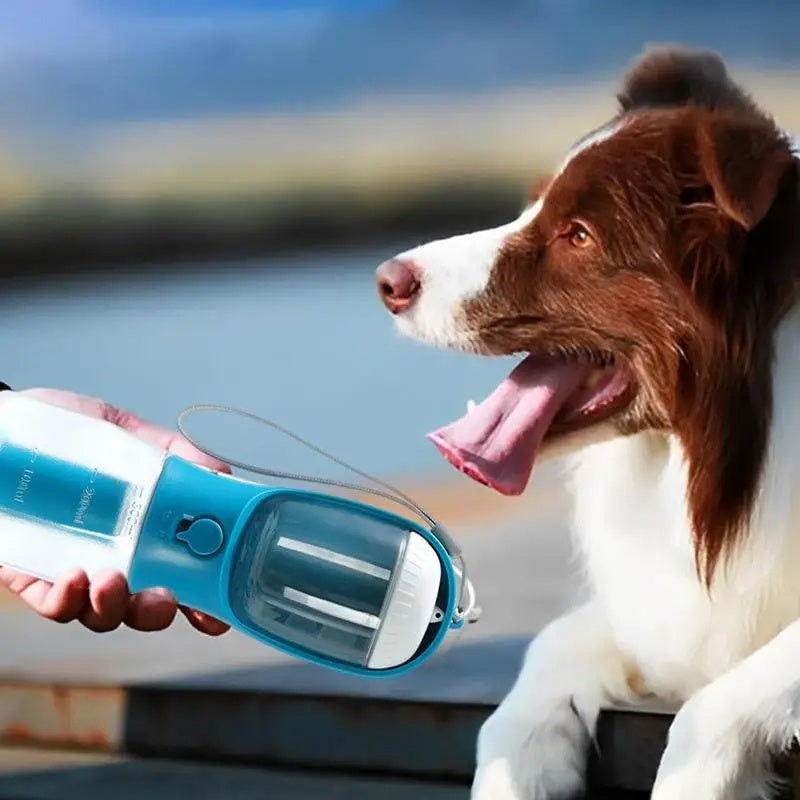 3‑in‑1 Portable Pet Water, Food & Waste Bag Cup – Compact Travel Bottle for Dogs & Cats