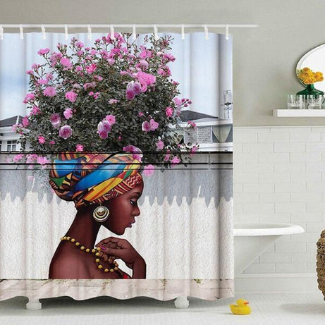 Graffiti African Girl Shower Curtain – Bold Hip-Hop Urban Art for Bathroom Decor