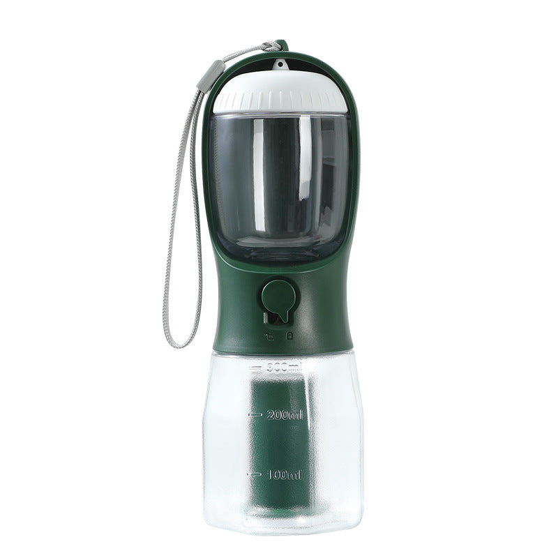 3‑in‑1 Portable Pet Water, Food & Waste Bag Cup – Compact Travel Bottle for Dogs & Cats