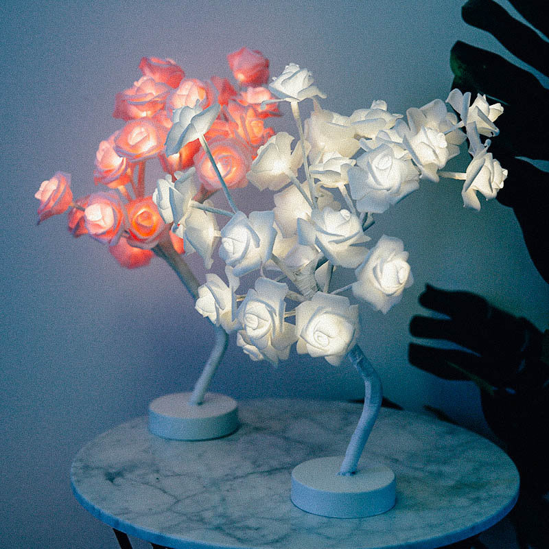Romantic LED Rose Tree Lamp – USB & Battery-Powered Bonsai Flower Night Light