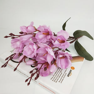 Elegant Magnolia & Freesia Artificial Flower Stem – 45 cm Wedding & Home Décor