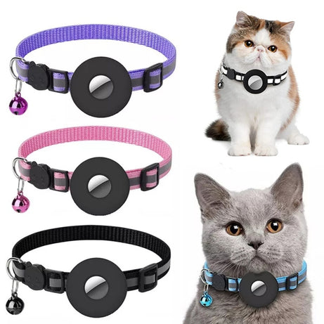 Reflective Waterproof AirTag Holder Collar – Nylon Pet Collar with AirTag Pocket & Safety Visibility