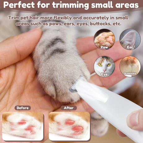 Waterproof Dog Paw Trimmer – LED Light & Rechargeable Grooming Tool🐾