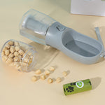 3‑in‑1 Portable Pet Water, Food & Waste Bag Cup – Compact Travel Bottle for Dogs & Cats