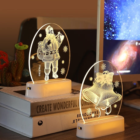 LED Rotating Snow Globe Night Light – Christmas Table Decoration with Light-Up Water & Glitter Effect