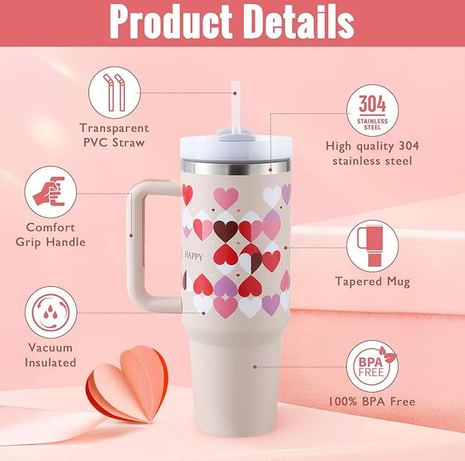 Large Travel Tumbler – 40 oz Spill-Proof Stainless Steel Mug for Hot & Cold Drinks