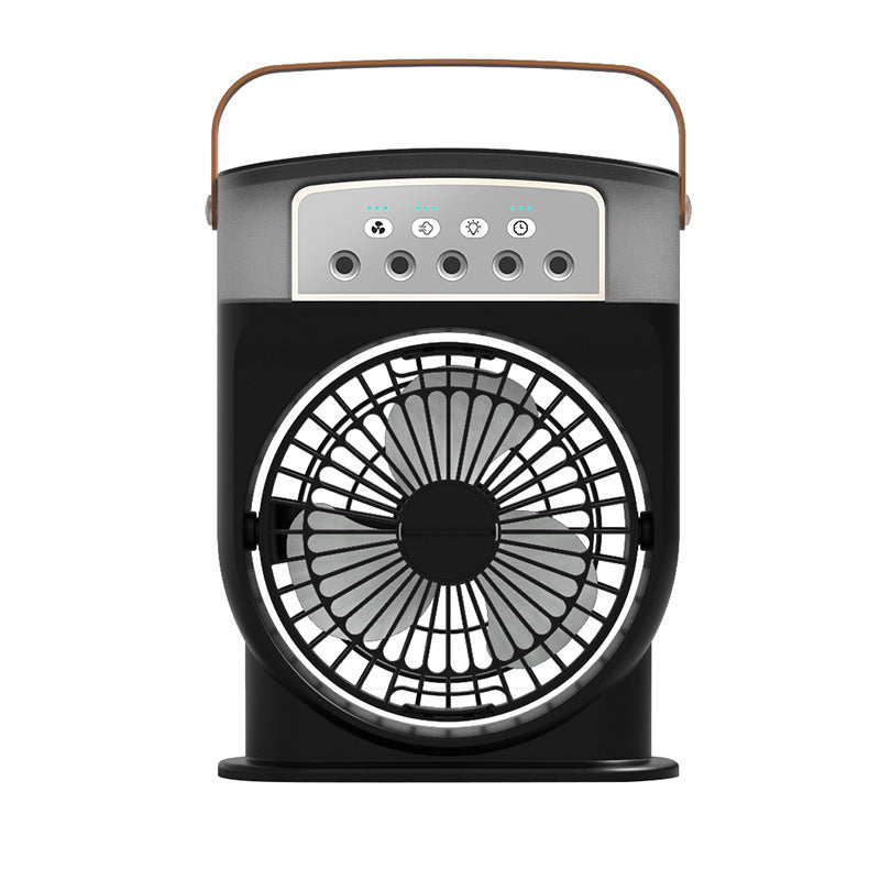 USB Portable 3‑in‑1 Air Cooler Fan – Mist Sprayer, 7‑Color LED Night Light & 600 ml Tank