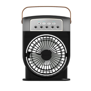 USB Portable 3‑in‑1 Air Cooler Fan – Mist Sprayer, 7‑Color LED Night Light & 600 ml Tank